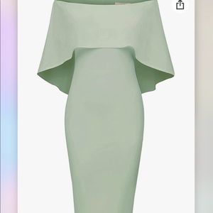 Women’s Off Shoulder Batwing Cape Slim Midi Dress
